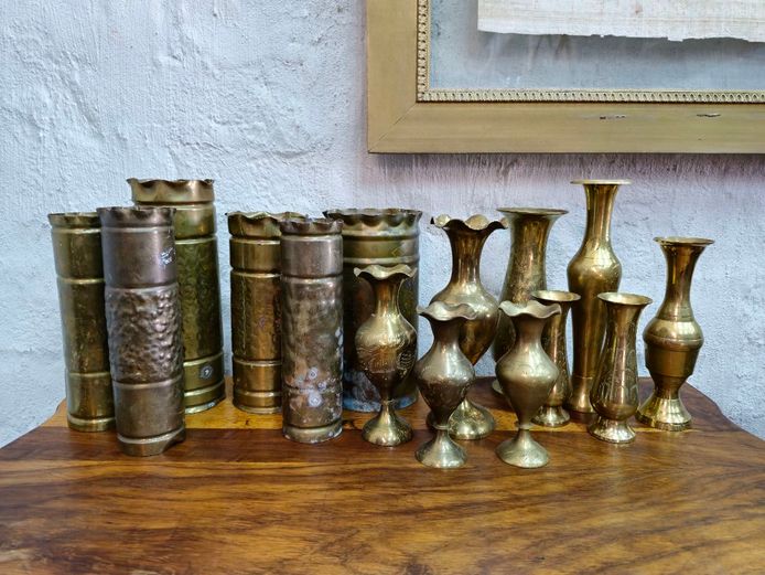 Collection of Assorted Vintage Brass Vases