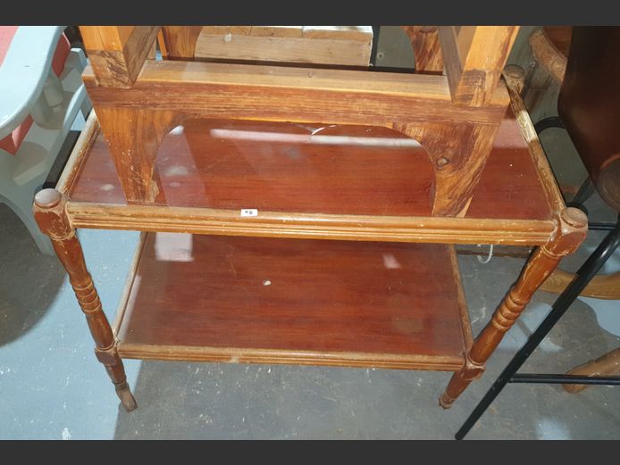 MAHOGANY 2-TIER TEA TROLLEY, 85 x 44 x 72cm