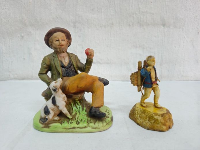Pair of Hand-Painted Vintage Character Figurines