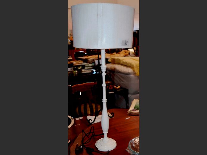 WHITE PAINTED TABLE LAMP WITH SHADE, 79cm High
