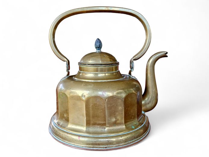 Antique Large Brass Gooseneck Kettle