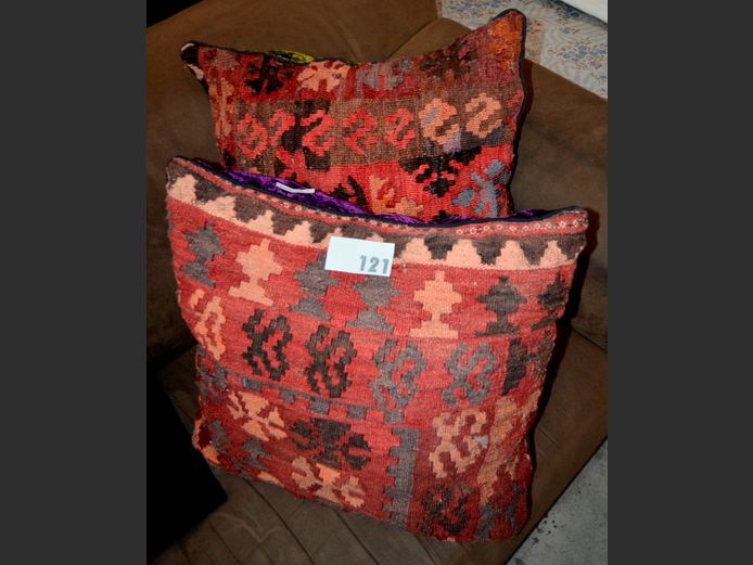 PAIR KELIM COVERED SCATTER CUSHIONS