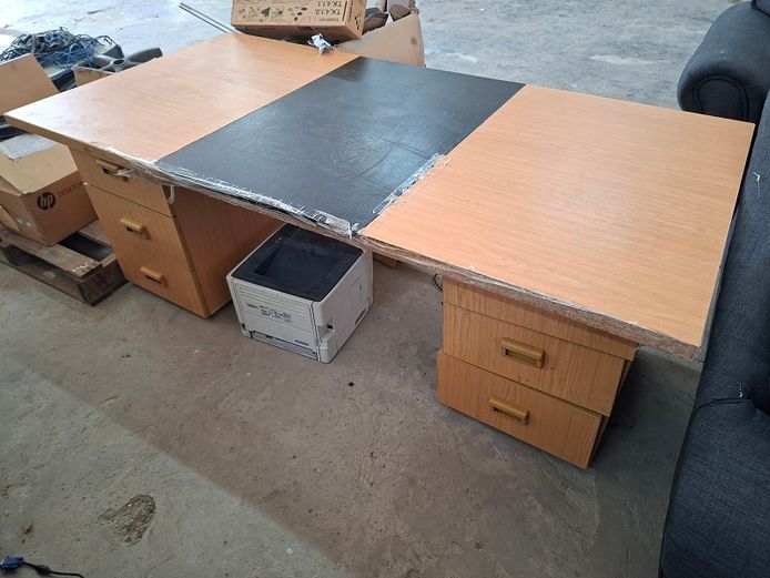 Office table with leather top