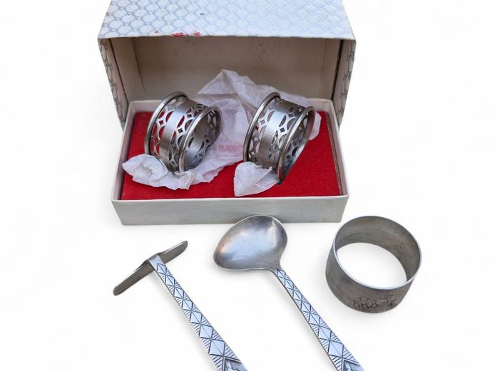 Vintage Yeoman Plate EPNS Feeding Cutlery & Napkin Rings