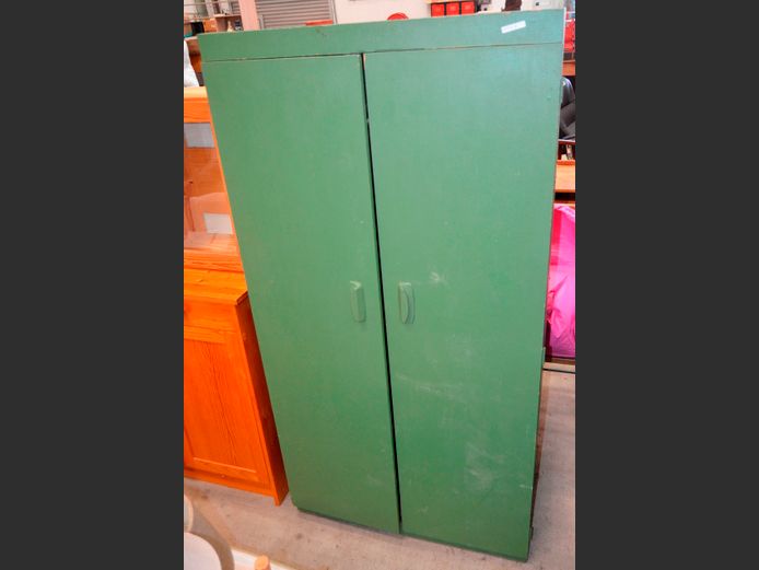 GREEN PAINTED 2-DOOR WARDROBE, 83 x 53 x 164cm