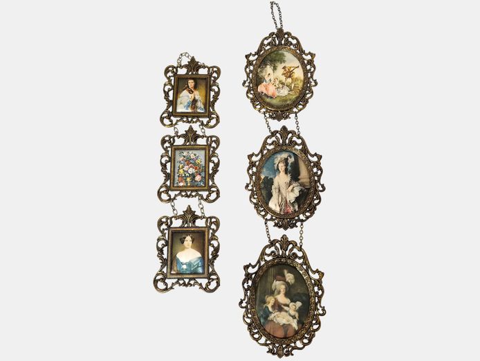 Vintage Rococo-Style Triple Tier Hanging Miniatures