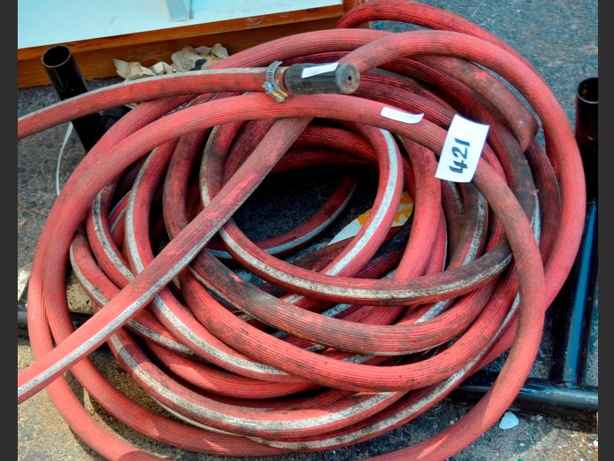 RED FIRE HOSE WITH NOZZLE