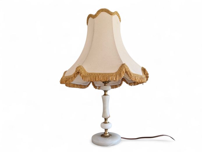 Mid-Century Onyx and Brass Table Lamp