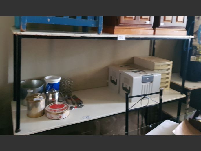 WHITE WOODEN TOP & METAL BASE WORK TABLE