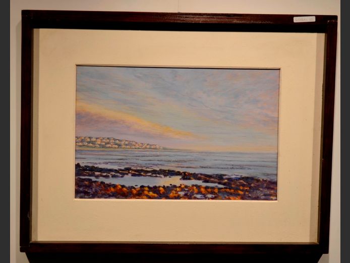 FRAMED OIL ON BOARD "OCEAN SCENE" SIGNED REYBURN, 44 x 28.5cm