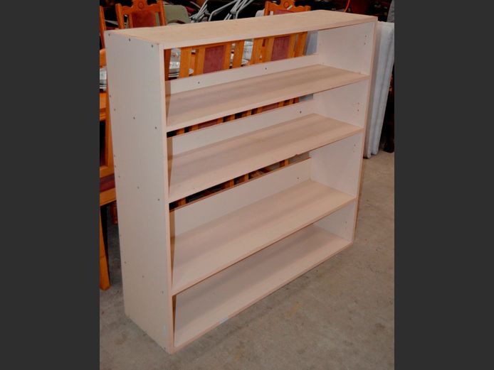 WHITE MELAMINE 4-TIER BOOKSHELF, 111 x 30 x 110cm