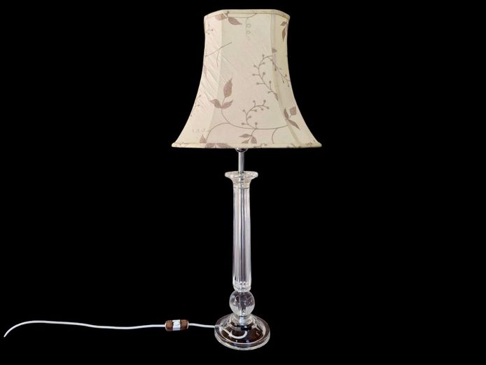 Clear Acrylic Table Lamp with Embroidered Shade