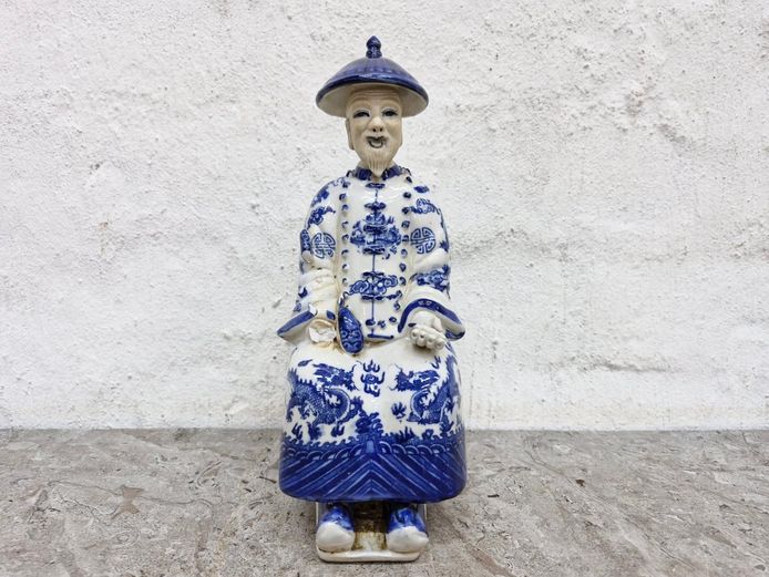20th Century Qing Style Chinese Porcelain Emperor Figurine