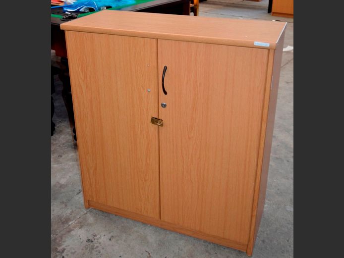 OAK FOIL 2-DOOR STATIONERY CABINET, 81 x 34 x 90cm [1 handle needed]