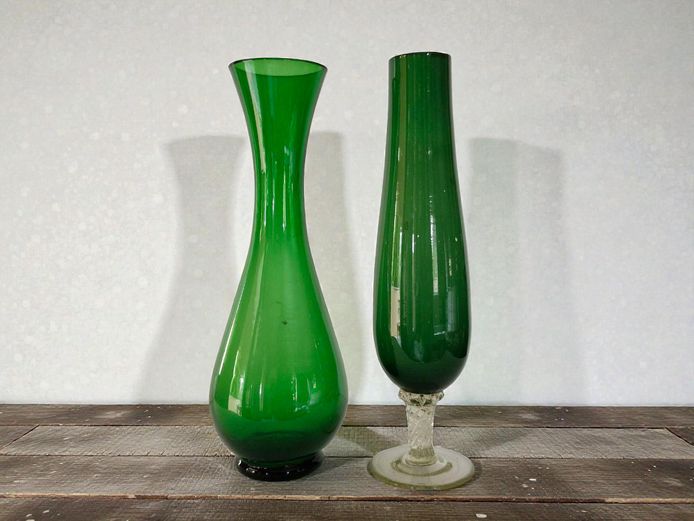 Mid-20th Century Emerald Green Glass Vases
