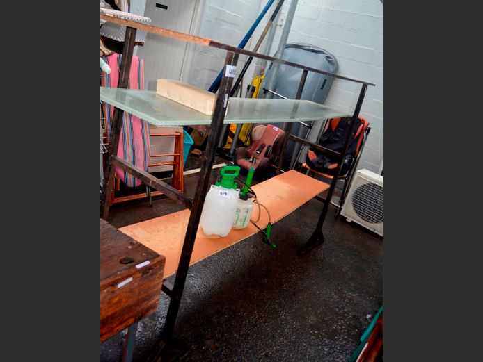 STEEL 3-TIER SHELVING TRESTLES WITH SHELVES, 215 x 55 x 143cm