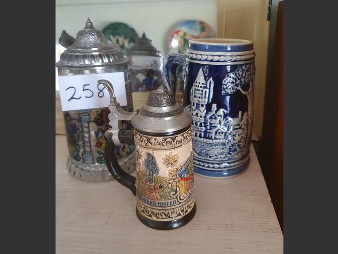 LOT: SOUVENIR AUSTRIA HAND-PAINTED BEER STEIN & OTHERS