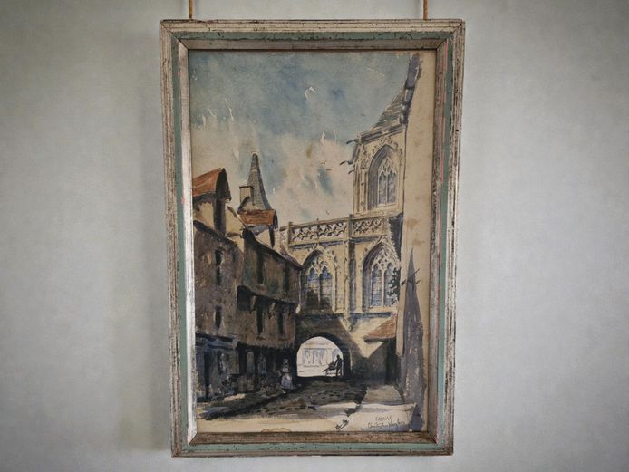 Christopher Hughes Watercolour “Passage under the Choir in Falaise, Normandy”