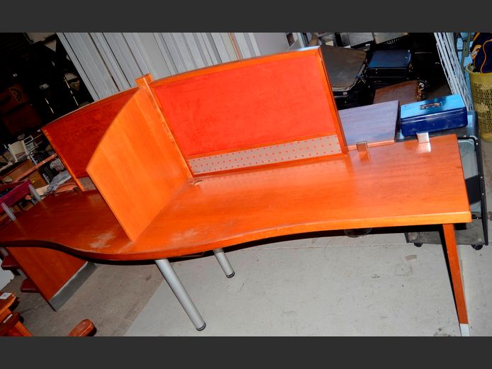 CHERRY FINISH 2-PERSON WORK STATION, 302 x 75 x 143cm