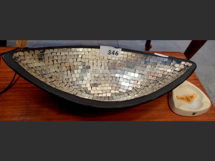 CERAMIC MOSAIC FRUIT BOWL & AN ASHTRAY