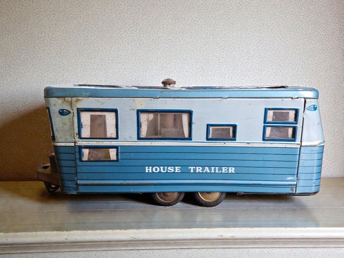 1960's Japanese Tinplate Friction Toy Camper Trailer