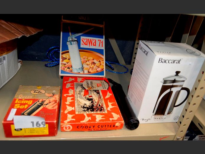 BACCARAT 8-CUP FRENCH PRESS, COOKIE CUTTERS, ICING SET, etc