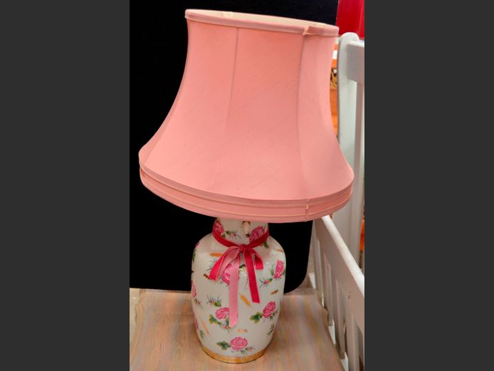 CERAMIC FLORAL DECORATED TABLE LAMP WITH SHADE, 68cm High