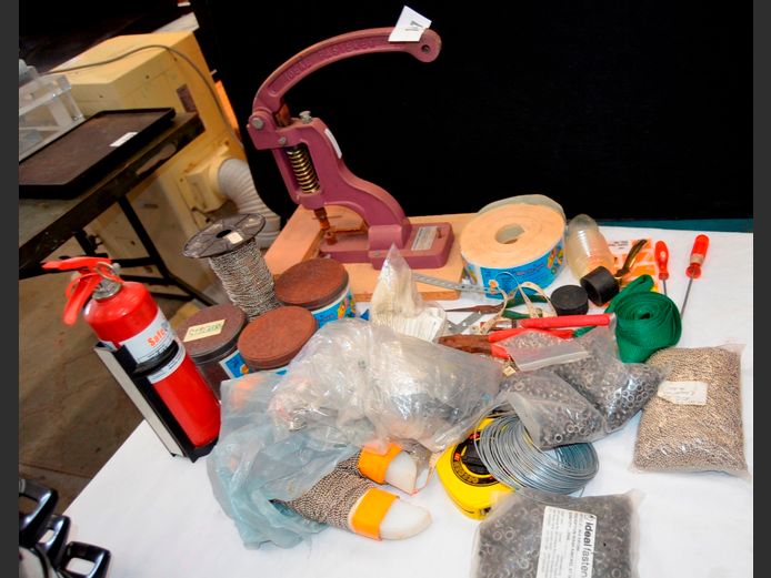 MANUAL PRESS, RIVET PRESS, PLIERS, FIRE EXTINGUISHER, Etc