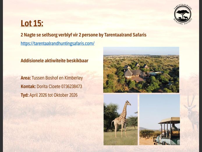 2 Nagte se selfsorg verblyf vir 2 persone by Tarentaalrand Safaris