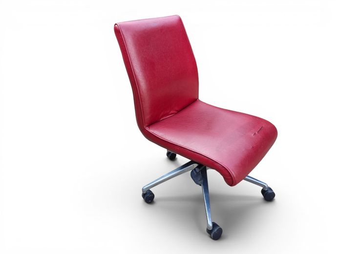 Vintage Mid-Century Style Red Faux Leather Office Swivel Chair