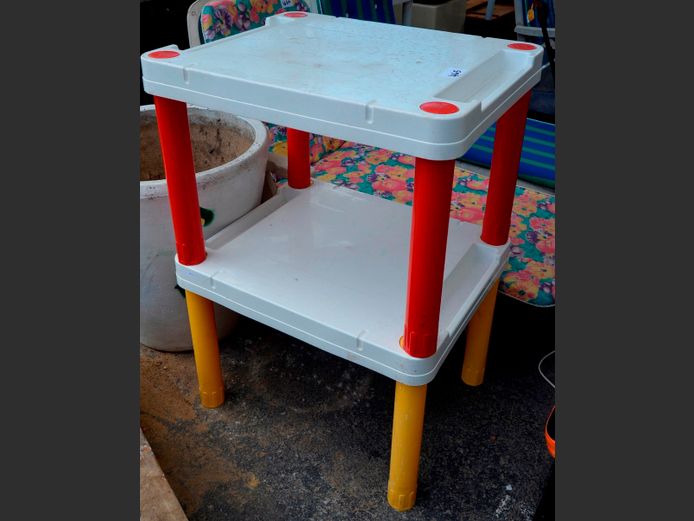 LOT OF 2: PLASTIC STACKABLE CHILDREN'S TABLES, 73 x 60 x 53cm