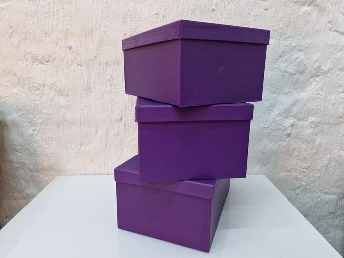 Set of 3 Purple Storage Boxes with Lids