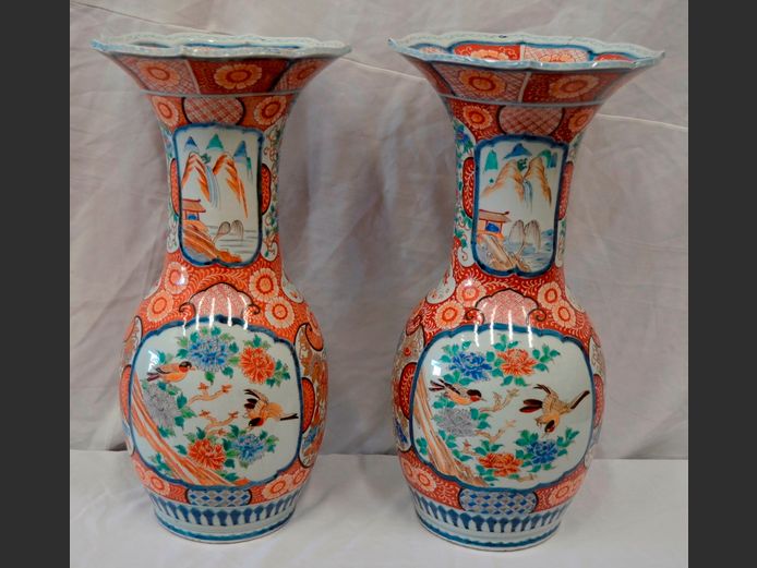 PAIR CHINESE VASES, 27.5cm Diameter x 55cm High [Crack to 1]