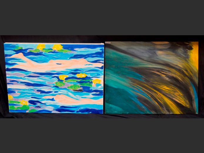 LOT OF 2: UNFRAMED ABSTRACT OILS ON CANVAS, 80 x 60cm & 80 x 62cm