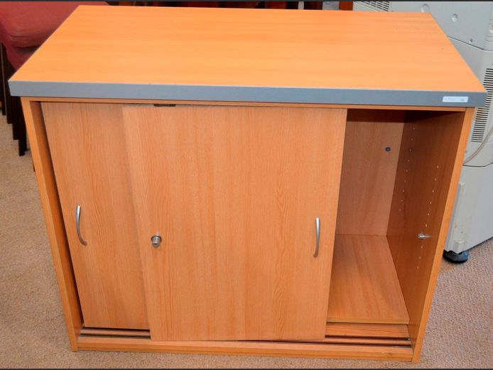 OAK FOIL SLIDING DOOR CREDENZA, 90 x 50 x 75cm