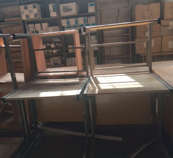 Steel-frame wooden computer stand