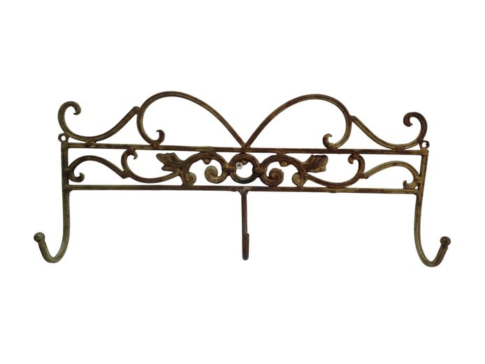 Ornate Metal Scrollwork Wall Hook Rail