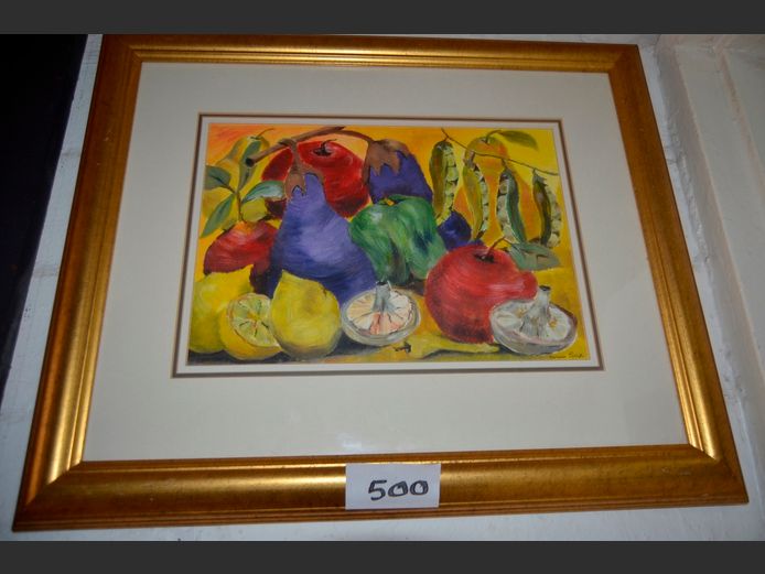 GILT FRAMED PAINTING STILL LIFE SIGNED VANESSA BRINK, 33.5 x 23.5cm