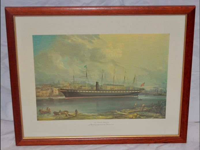 FRAMED PRINT "SS GREAT BRITAIN, SHIP IN DOCK", 48 x 33cm