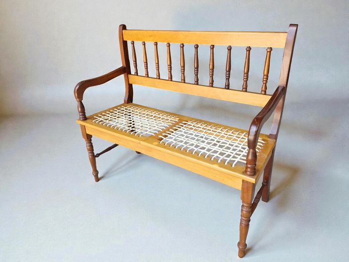 Vintage Yellowwood & Imbuia Riempie Bench