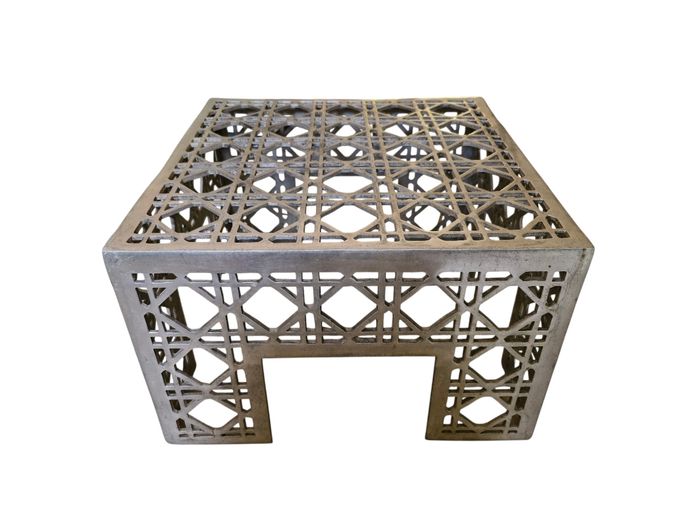 Metal Aluminium Geometric Perforated Accent Table