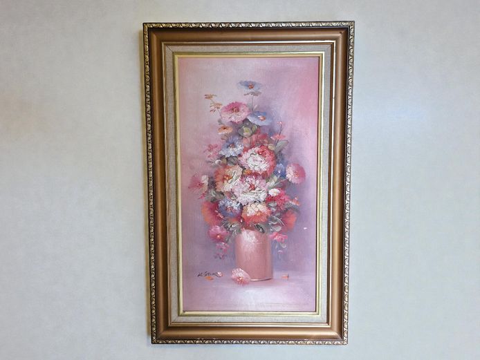 K. Stone 20th Century Still Life Textured Oil Painting Framed