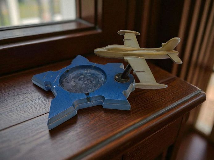 1970's Aluminum Model Jet on Cast Iron Ashtray