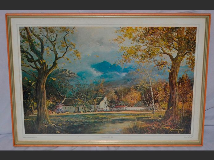 FRAMED PRINT "FALLING LEAVES" BY GABRIEL DE JONGH, 57.5 x 38cm