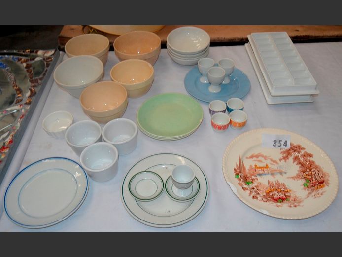 BOWLS, SIDE PLATES, EGG CUPS, etc [Some chips]