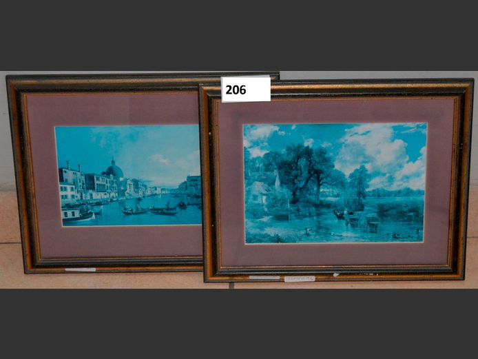 SET OF 2 FRAMED CANELETTO POSTERS, 26.18cm & 26 x 16cm