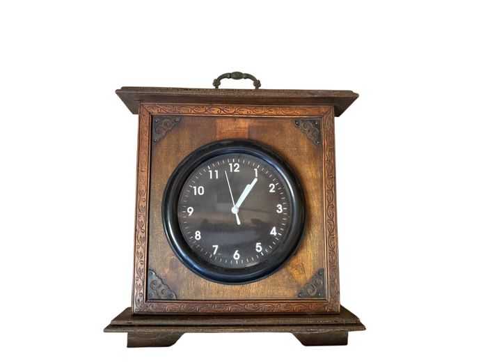 Vintage-Style Wooden Mantel Clock