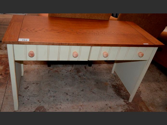 OAK & CREAM PAINTED 2-DRAWER HALL TABLE, 128 x 54 x 75cm