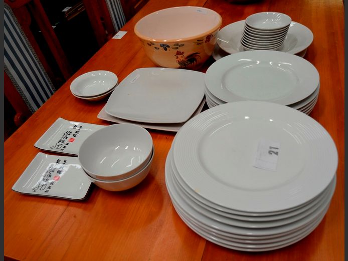 ROYAL AVON BOWLS, WHITE DINNER PLATES, etc