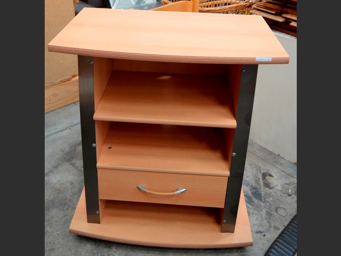 OAK FOIL SINGLE DRAWER, 2-TIER TV STAND, 70 x 44 x 82cm